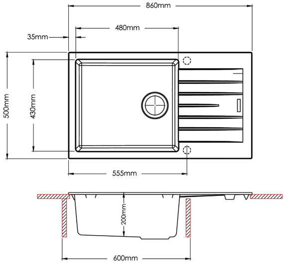 Кухонна мийка Fabiano Classic 86x50 XL Antracit (New) 8221.301.1438 | Зображення 1