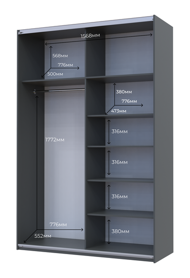 Шафа-купе двохдверна Doros G-Caiser 160х60х240 см Графіт (DRS-011035) | Зображення 4