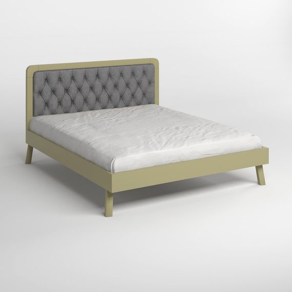 Двоспальне дерев'яне ліжко Mebigrand Токіо Оливковий (RAL1020)/Аляска 93 (Сірий) 160х190 см (MBG-4638) | Зображення 1