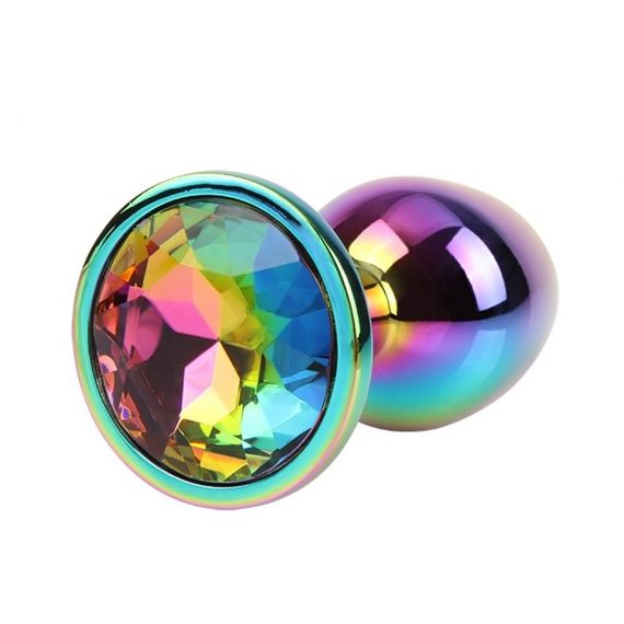 Анальна пробка із кристалом Chisa Matrix Mont Rainbow Gem, металева, різнокольорова, 7 х 2.7 см Sex Aura | Зображення 3