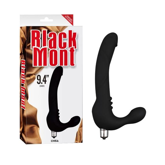 Страпон безременевий зі знімною віброкулею Black Mont Chisa 24 см