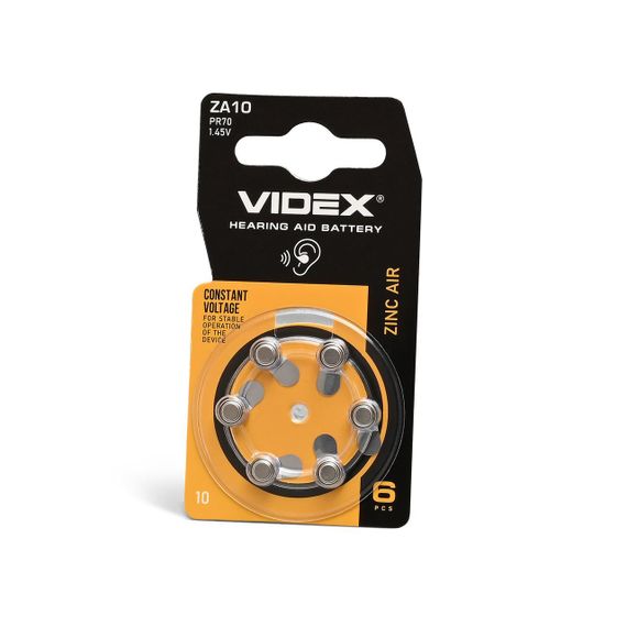 Батарейка с цинковым покрытием Videx ZA10 (PR70) BLISTER 6