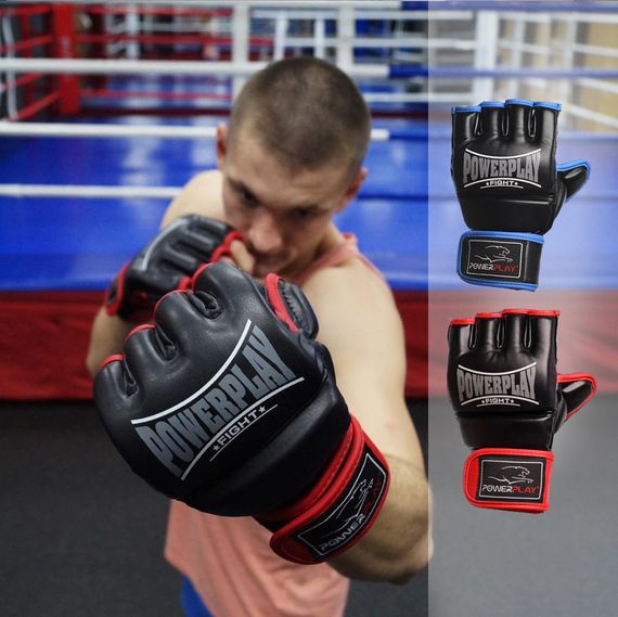 Рукавиці для MMA PowerPlay 3058 Чорно-Сині M | Зображення 7