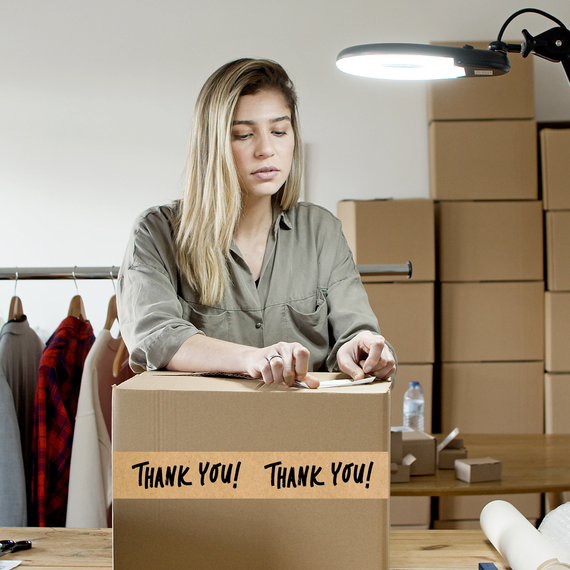 Скотч этикетка крафт "Thank You 04", 50х294 мм (100 шт/рулон) с принтом, самоклеющаяся Viskom | Зображення 6