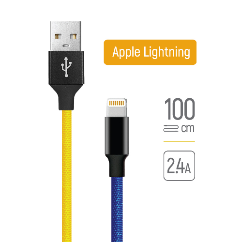 Кабель USB Lightning ColorWay CW-CBUL052-BLY 2,4A 1м синій/жовтий | Зображення 5