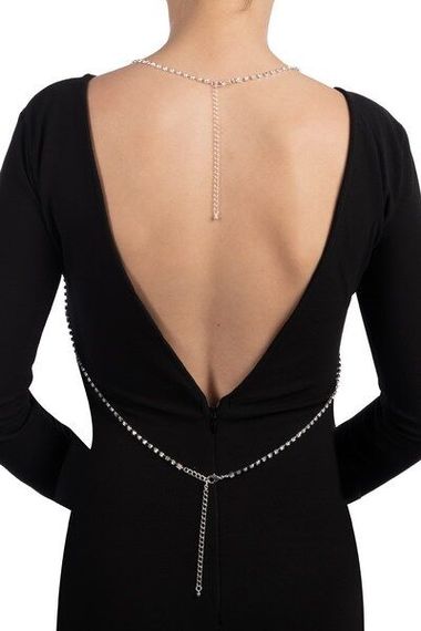 Сріблястий ланцюжок для бюста Bijoux Pour Toi – Elena Silver зі стразами | Зображення 1