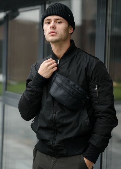 Сумка на пояс бананка Sambag Tirso LTH чорний тканевий 31 х 12 х 5 см (80331065m) | Зображення 1