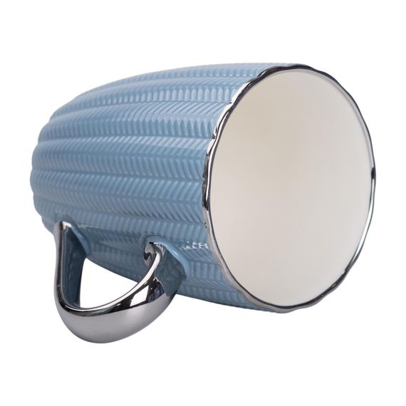 Кружка фарфоровая 400 (мл) с серебристым ободком и ручкой Голубая RX-N231315BL | Зображення 2