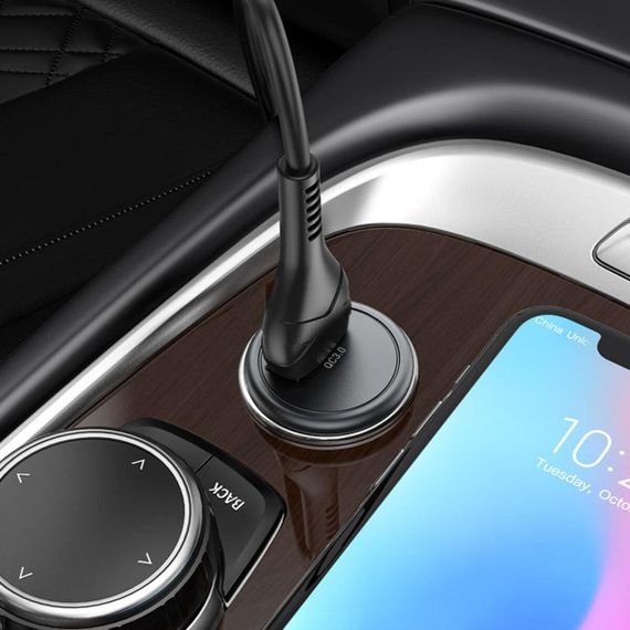 Автомобільний зарядний пристрій HOCO Z43 Mighty single port QC3.0 car charger Black | Зображення 2