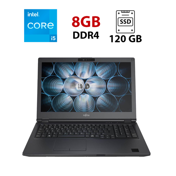 Ноутбук Fujitsu LifeBook E5510 / 15.6" (1920x1080) IPS / Intel Core i5-10210U (4 (8) ядра по 1.6 - 4.2 GHz) / 8 GB DDR4 / 120 GB SSD / Intel UHD Graphics / WebCam б/у