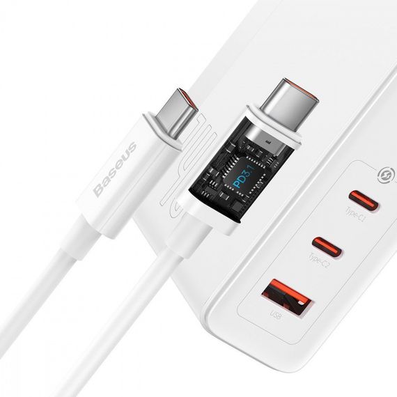 МЗП Baseus GaN5 Pro 140W (2 x Type-C + USB) + Кабель Type-C + Type-C) | Зображення 5