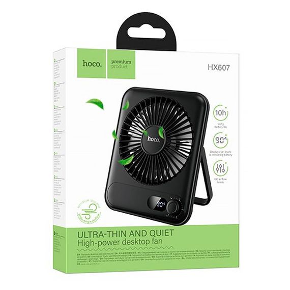 Портативний вентилятор Hoco HX607 handheld folding fan 2000 mAh Black | Зображення 3