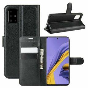 Чохол книжка з кишенями для карт на Samsung Galaxy A51 колір Чорний
