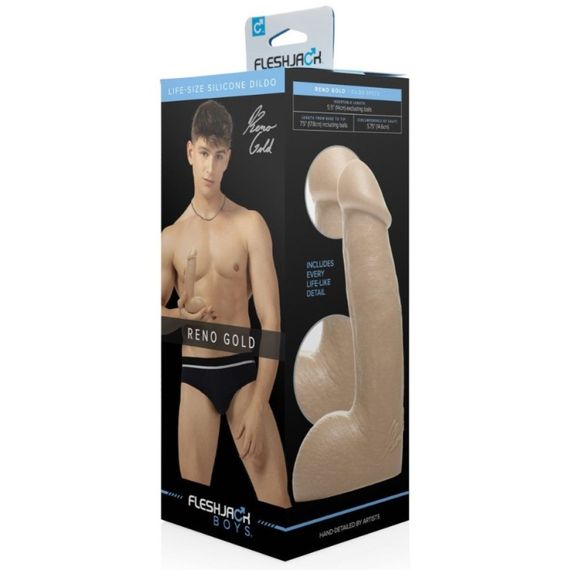 Фалоімітатор реалістичний Fleshjack Boys Reno Gold Dildo (RP), бежевий, 17.8 см х 4.6 см Sex Aura | Зображення 5
