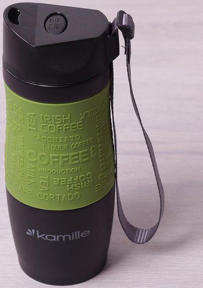 Термокружка Kamille Coffee 380мл з ремінцем, нержавіюча сталь | Зображення 1