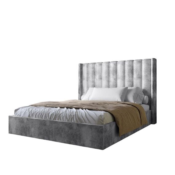 Двоспальне ліжко з підйомним механізмом LION Ніно 160x200 см SILK 303 Сірий (LION-045060) | Зображення 1