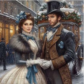 Набор для вышивки крестом JOZYSH "Розовая прогулка" 14CT, 40x40 см, канва Аида с нанесенным рисунком
