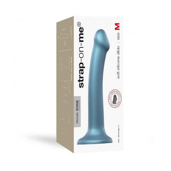 Насадка для страпону Strap-On-Me Mono Density Dildo M Blue, діам. 3,3 см, одношаровий силікон, гнучк sexstyle | Зображення 3