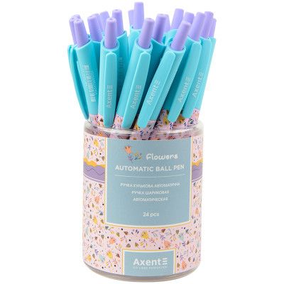 Ручка шариковая Axent автоматическая Flowers, синяя (AB1090-25-A) - Топ Продаж! | Зображення 2