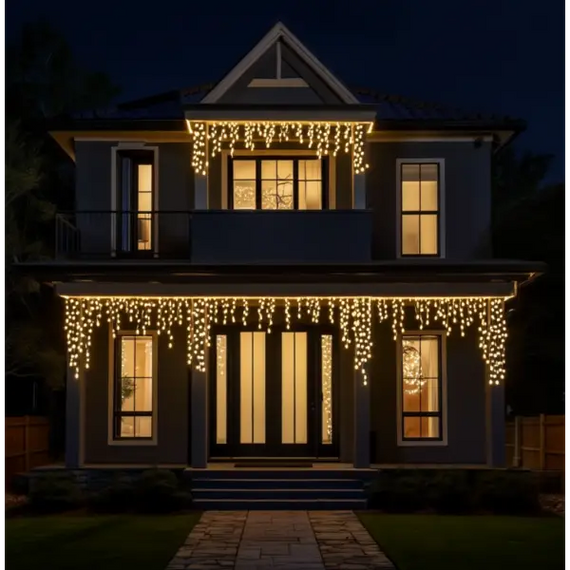 Вулична гірлянда Бахрома 25 м 405 LED гірлянда штора білий провід Жовтий 25MWY | Зображення 1