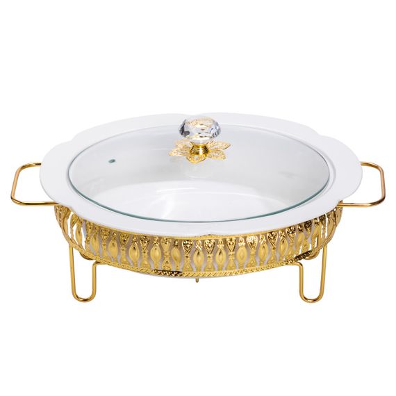 Настольная мармитница 37×26×17 (см) фарфоровая 2 (л) на металлической подставке HP-26-9 | Зображення 2