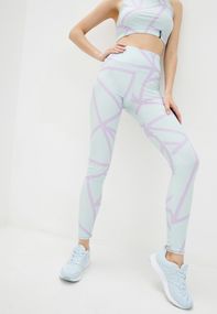 Спортивні легінси 4Profi з принтом "Геометрія" мята/фіолет розмір XS біфлекс