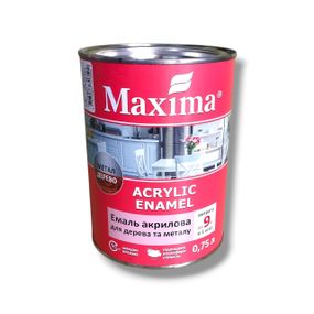 Емаль акрилова (без запаху) для дерева та металу, біла глянсова "Maxima" -0,75 л