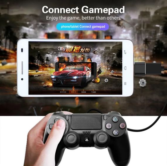 Универсальный адаптер Micro USB — USB для планшетов, ПК, телефонов. Чёрный | Зображення 2