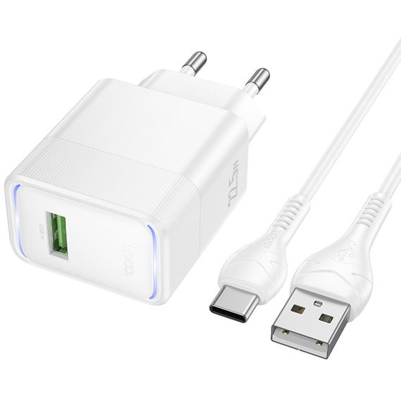 СЗУ Hoco CS111A Lounge PD22.5W (1USB-C) + кабель USB to Type-C White | Зображення 1