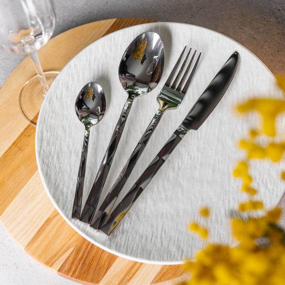 Набор столовых приборов на 6 персон набор ложек вилок и ножей 24 предмета в коробке Серебро HP-20-51 | Зображення 5