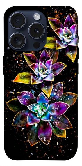 Чохол з картинкою Flowers on black для Apple iPhone 15 Pro (6.1")