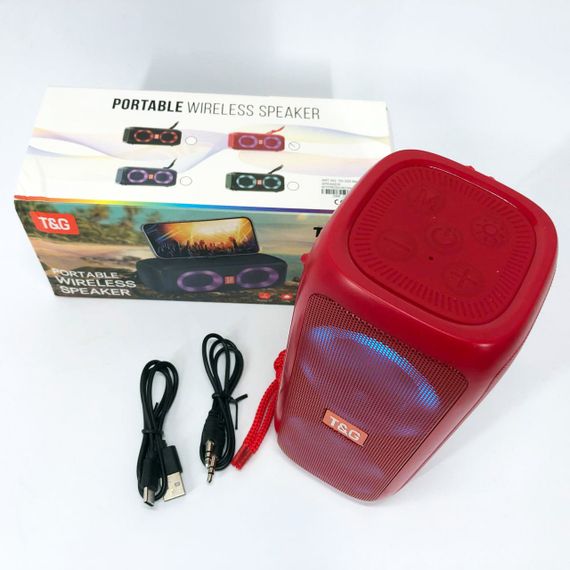 Портативная колонка TG333 2x5W с RGB подсветкой, беспроводная колонка портативная мощная. Цвет: красный | Зображення 3