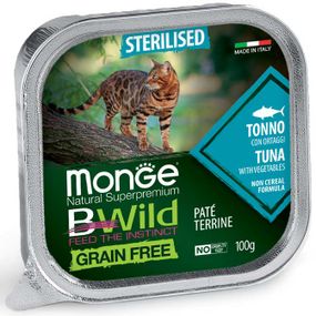 Корм Monge BWild Grain Free Cat Sterilised Tunna вологий з тунцем для стерилізованих котів 100 гр