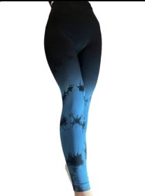 Легінси жіночі спортивні з пуш-ап Tie Dye gradient 18751 M чорні з синім