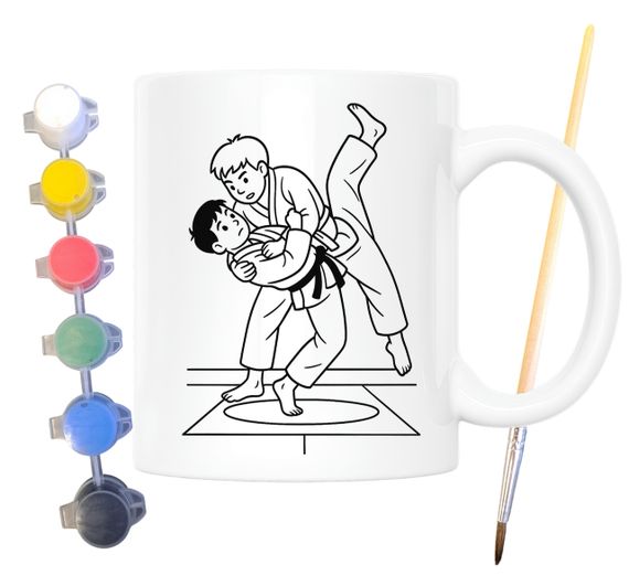Набір для творчості кружка розмальовка Дзюдо 330 мл біла (КР0124)