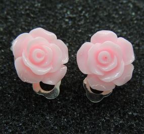 Сережки кліпси дитячі для вух без пробивання квітка Ніжна Рожева Чайна Троянда