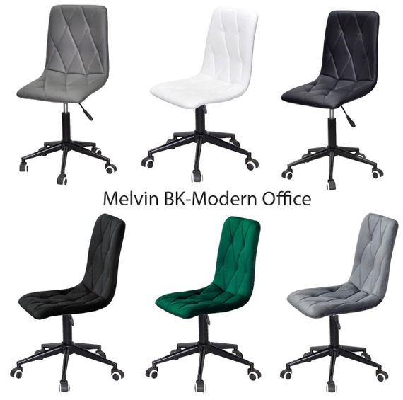 Стілець Melvin BK-Modern Office на чорній хрестовині з колесиками, м'яке сидіння