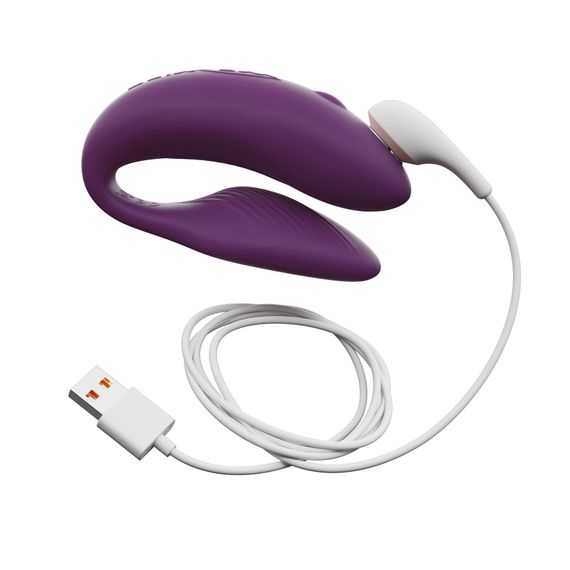 Смарт-вібратор для пар We-Vibe Chorus Purple, сенсорне керування вібраціями стисненням пульта | Зображення 4