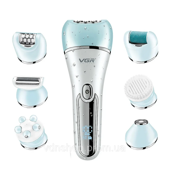Бездротовий епілятор для обличчя та тіла для жінок 6 в 1 домашній триммер для волосся USB VGR HP-V-733-BL | Зображення 1