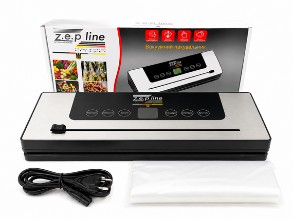Вакуумный упаковщик Zepline ZP-00381 корпус из нержавеющей стали 6 программ и LED-подсветкой 200 Вт Серебристый