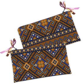 Косметичка женская Український орнамент на коричневому фоні 20х12 см (K_15UKR038)