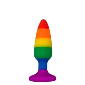 Анальная пробка Wooomy Hiperloo Silicone Rainbow Plug S, Радуга