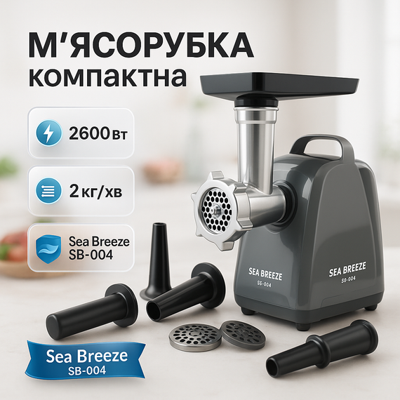 Лучшие электромясорубки для дома Sea Breeze SB-004, Бытовая кухонная мясорубка электрическая DQ-72
