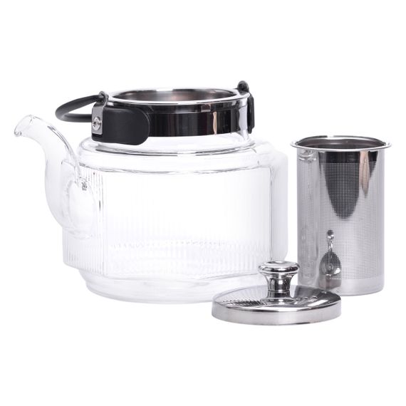 Заварник стеклянный чайник 1.1 л с ручкой и фильтром прозрачный HP-33-4 | Зображення 1