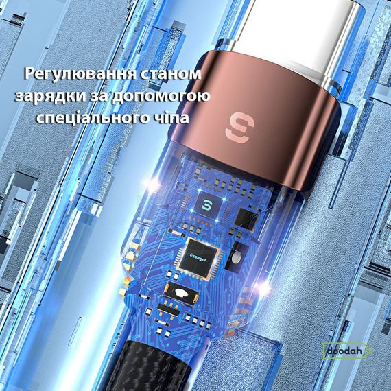 Кабель USB - Type-C Essager 6A 66W, Black - Fast Charge, 200 см (для заряджання та передачі даних) | Зображення 1
