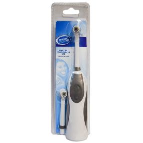 Электрическая зубная щетка с насадкой на батарейках, мягкая щетина, ротационная очистка вращающейся головкой