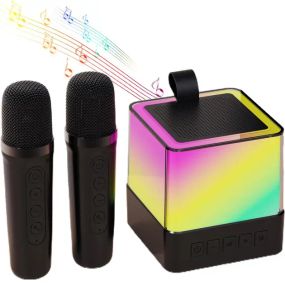 Портативна Bluetooth колонка K18 з LED підсвічуванням 2 мікрофони чорний