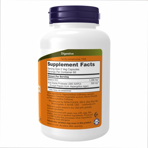 Betaine HCI 648mg - 120vcaps | Зображення 1