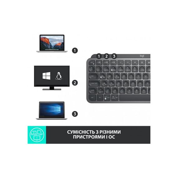 Клавіатура Logitech MX Keys Mini Minimalist Wireless, US, Graphite (920-010498) | Зображення 5
