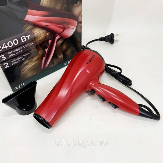 Фен для волосся 2 режими температури Vilgrand VHD-2430 2400 Вт, Фен з режимом регулювання температури CD-75 | Зображення 9